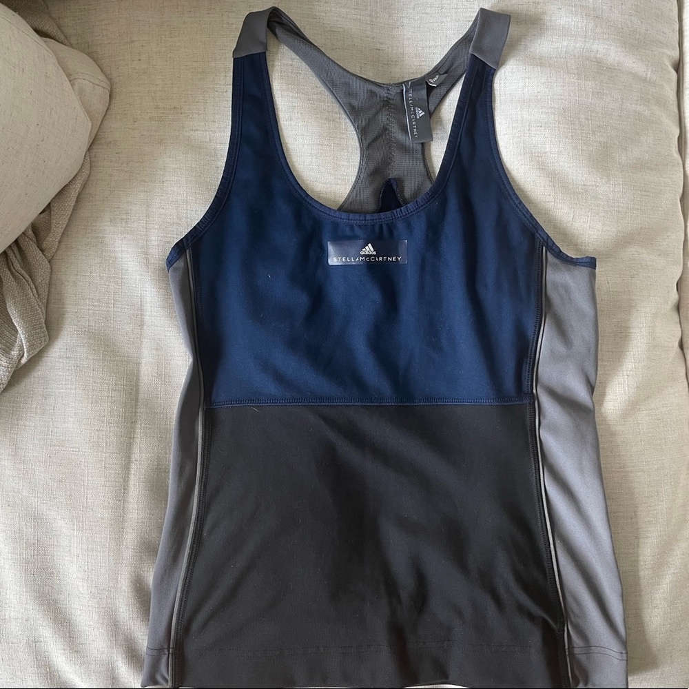 Adidas by Stella McCartney Yoga Comfort Tank in Black & Night Indigo